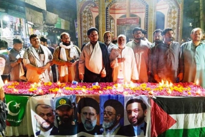 ملتان، ایم ڈبلیو ایم کے زیراہتمام شہید ایرانی صدرآیت اللہ ابراھیم رئیسی اور اُن کی رفقاء کی یاد میں شمعیں روشن