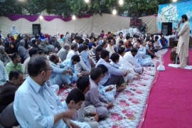 لاہور پریس کلب پر علامہ راجہ ناصرعباس جعفری سے اظہاریکجہتی کے لئے قائم بھوک ہڑتال کیمپ کو ایک ماہ مکمل